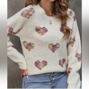 New gorgeous heart sweater V day sz S M miss sparkling